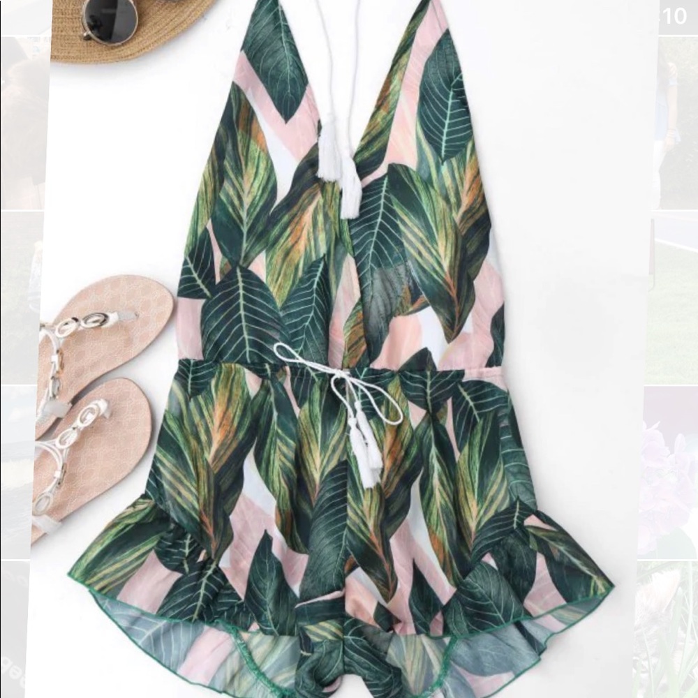 Leaf print cover up